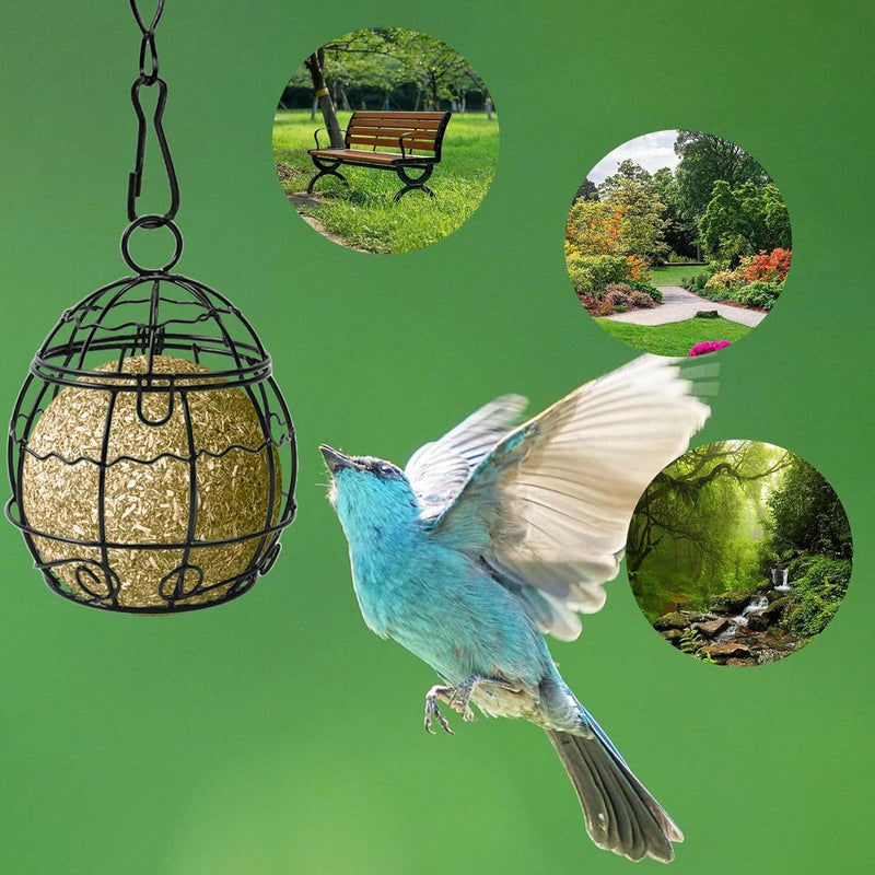 Meizenbollhouder, vogelvoederstation, mezenbollhouder met S-vormige haken, metalen vogelvoederhuis om op te hangen, voor tuin, outdoor, bos, wilde vogels zoals mussen, roodborstjes, mussen (4)