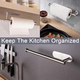 Handdoekhouder zonder boren, zilver 304 handdoekhouder, geborsteld roestvrij staal, uittrekbare handdoekstang om te plakken, voor badkamer en keuken, 23 tot 38 cm