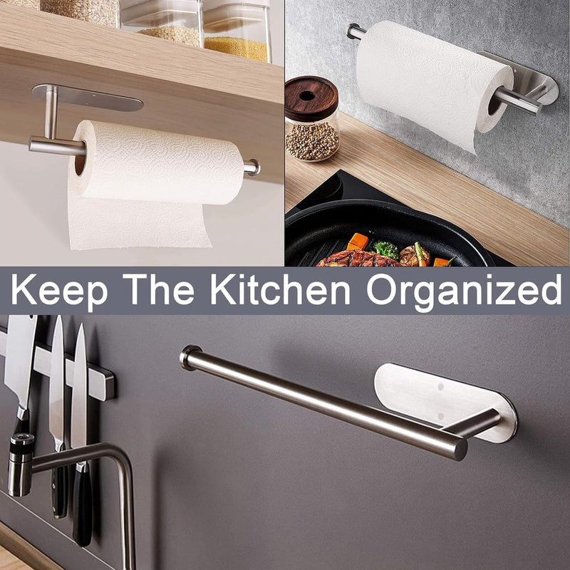 Handdoekhouder zonder boren, zilver 304 handdoekhouder, geborsteld roestvrij staal, uittrekbare handdoekstang om te plakken, voor badkamer en keuken, 23 tot 38 cm