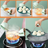 Set van 3 komclips, komgrijper, hete schotelplaat, komclip, roestvrijstalen komclip met antislip siliconenhandvat voor het optillen, hete kommen, kompot (Nordic Green)