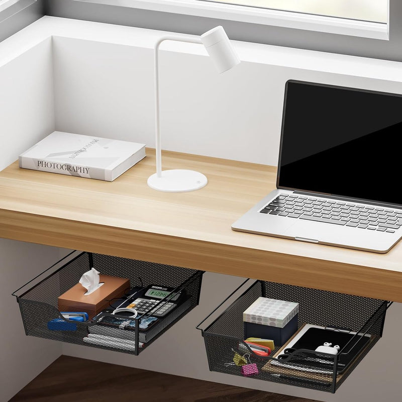 Opbergplank onder de tafel, organizer voor bureau, lade onder de toonbank, verborgen lade onder de toonbank, verborgen lade, zelfklevende organizer