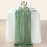 Tafelloper saliegroen, 3 stuks, 90 x 400 cm tafelloper, groene tafelloper van gaas, boho tafelkleed voor bruiloft, feest, bruidsdouche, tafeldecoratie (3, tafelloper salie)