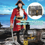 Afsluitbare schatkist voor kinderverjaardag, schatkist bruiloft met slot, kunststof piraten, schatkist, klein, bewaren en decor, schatkist piraat, schatfeest (1)