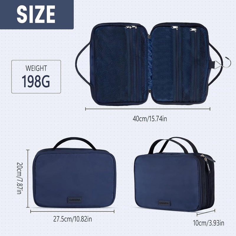 Toilettas voor mannen en vrouwen, hangende toilettas, waterdichte make-uptas voor op reis, BT03-marineblauw