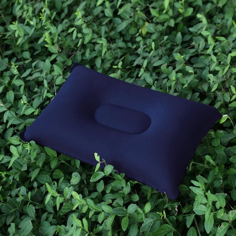 Opblaasbaar kussen, 2 stuks, campingkussen, reiskussen, flocking, zitkussen voor strand, outdoor, wandelen, blauw, 42 x 29 cm
