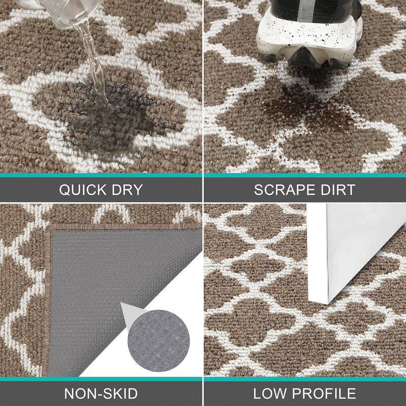 Tapijtloper voor gang, antislip, wasbaar 60 x 180 cm, bruin entreekleed, vuilvangmat, lange gangloper, deurmat voor binnen en buiten, keuken