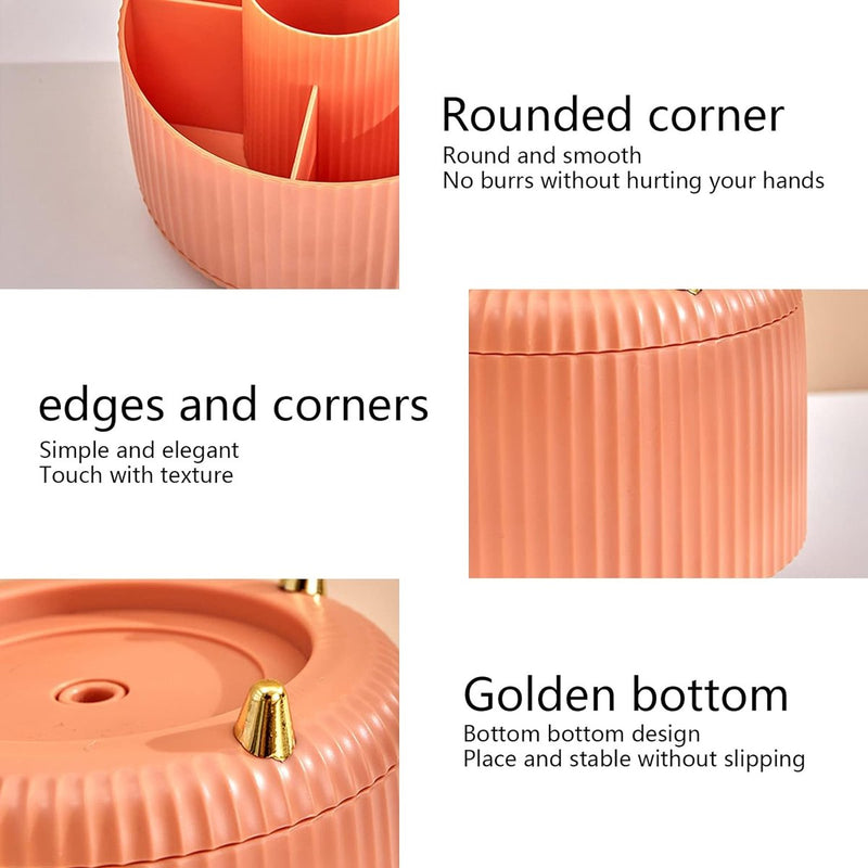 Cosmetica-make-uporganizer, 360 graden draaibare kwastenorganizer, cosmeticarek, multifunctioneel, cosmetica-organizer voor commode, slaapkamer, badkamer (oranje)