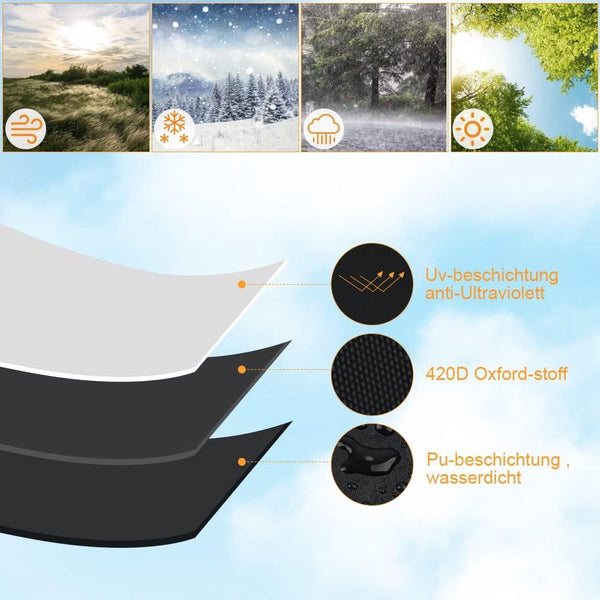 Tuinmeubelhoes, rechthoekig, zwaar uitgevoerd 420D Oxford-weefsel, zeildoek tuinmeubelen, waterdichte beschermhoes, anti-UV zeildoek voor tuintafels, terrasmeubilair (125 x 125 x 74