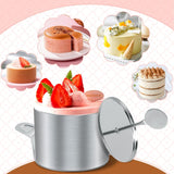 Dessertringen en dinerringen, kleine ringenset, 8-delig, mini-taartringvormen, roestvrijstalen mousse-ringen, 7,5 cm, ronde mousse-ring, 8 ringen, 1 lifter, 1 stempel voor het bakken van