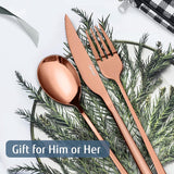 Bestekset, 10-delig, roestvrijstalen reisbestekset, zwart campingbestek met bestekzakje voor op reis, buitenreisbestek en bestek om mee te nemen met koffer (roségoud)