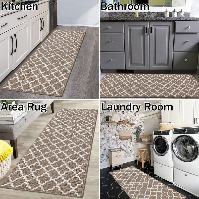 Tapijtloper voor gang, antislip, wasbaar 60 x 180 cm, bruin entreekleed, vuilvangmat, lange gangloper, deurmat voor binnen en buiten, keuken