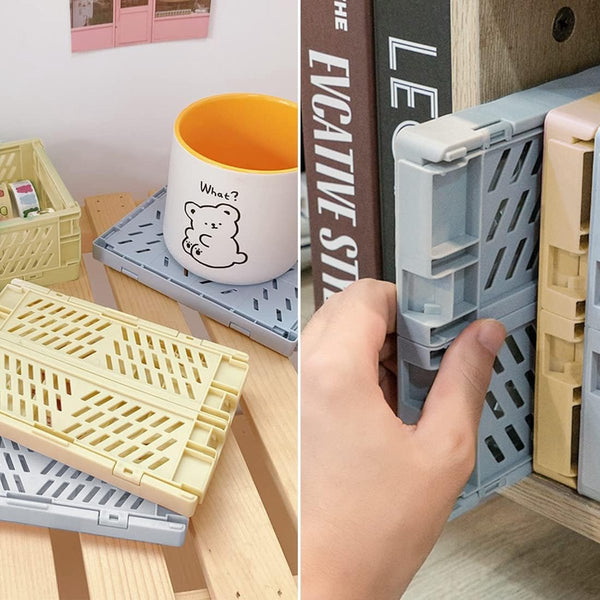 2 stuks klapkisten, opbergmand, kunststof manden, klapmand, plastic, stabiel, mini-manden, kunststof vouwdoos, klapmand voor keuken, slaapkamer, kantoor