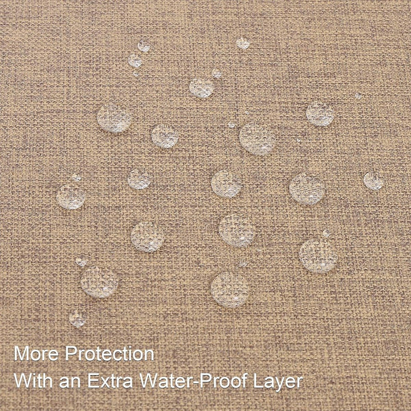 Tafelkleed in linnenlook, afwasbaar, lotuseffect, rechthoekig, 140 x 140 cm, tafelzeil, waterafstotend, tafellinnen, vlekbescherming, lichtbruin