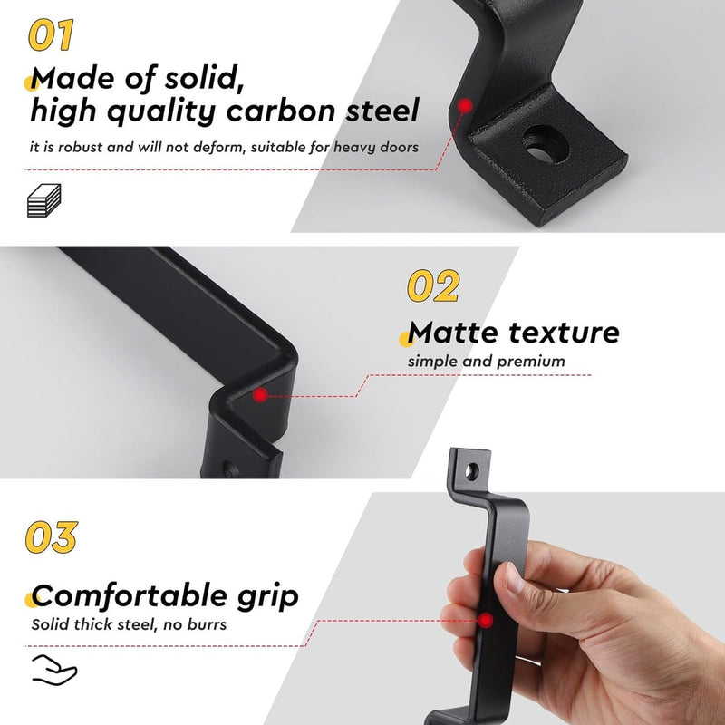 Schuifdeurgreep, schuurdeurgreep, handgreep, metalen handgreep aan beide zijden gematteerd, zwarte handgrepen, meubelgreep, voor schuifdeuren, kasten en kledingkasten, solide en eenvoudig te