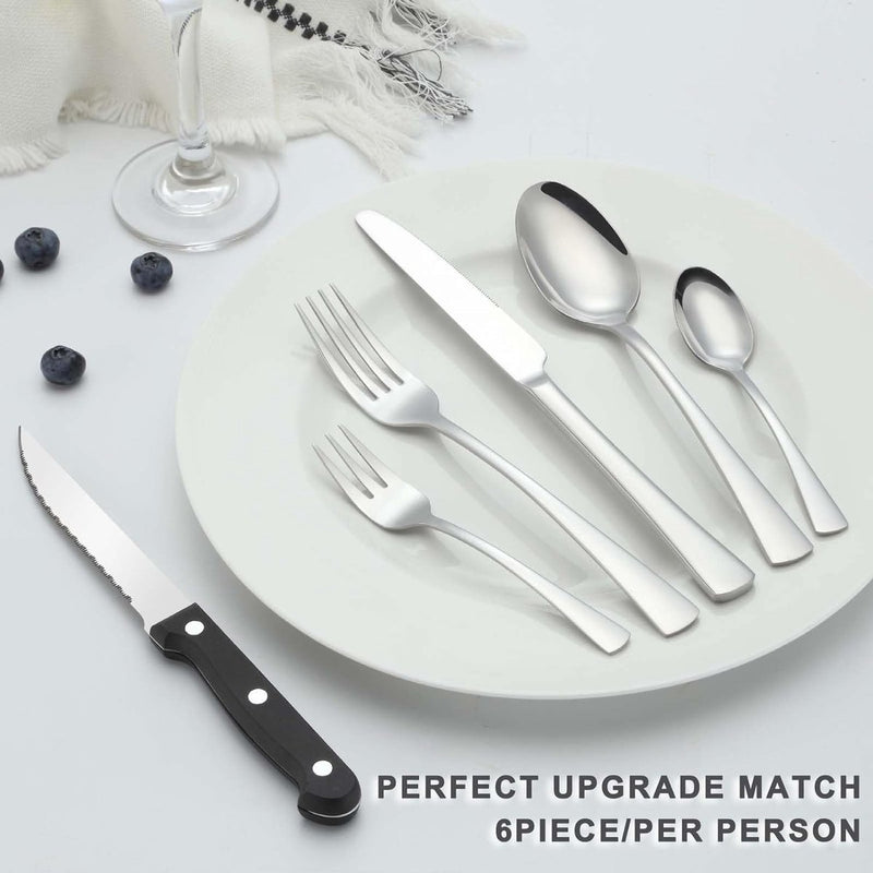 Bestekset voor 6 personen, 36-delige roestvrijstalen bestekset met steakmes, bestekset met mes, vork, lepel, bestek voor thuis, feest, restaurant, vaatwasmachinebestendig