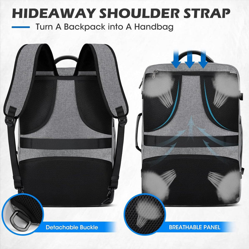 Reisrugzak voor heren en dames, handbagage, rugzak, vliegtuig, grote laptoprugzak, 17 inch, waterdichte dagrugzak, weekendrugzak, zakelijke rugzak
