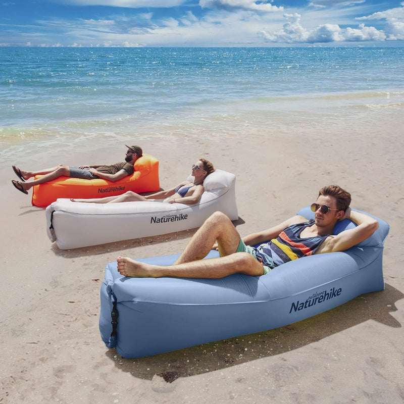 Opblaasbare ligstoel, waterdichte opblaasbare bank met draagbare rugzak, opblaasbed voor reizen, camping, zwembad (blauw)