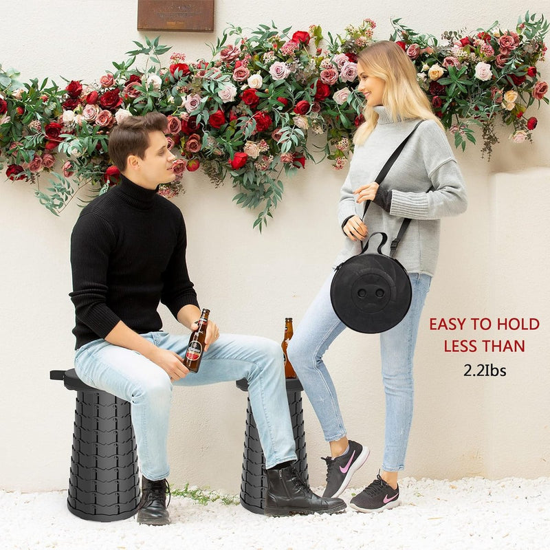 Opvouwbare kruk, draagbare klapkruk met kussen, campingkruk voor volwassenen, telescopische kruk, inklapbaar, voor , BBQ binnen, draagvermogen 120 kg, met draagtas