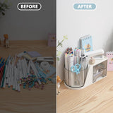 2 Lade Roterende Bureau-organizer Penhouder Bureau-organizer en opslag met 4 compartimenten + Lade voor kantoor, thuis en kunstbenodigdheden