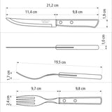 Steakbestek Pizzabestek, 8-delige set, voor 4 personen, steakbestekset, roestvrij staal, FSC-gecertificeerd echt houten handvat, vaatwasmachinebestendig