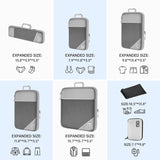 Kledingtassenset 7 kofferorganizerset, verpakkingsblokjes compressie, kofferorganisator voor op reis, verpakkingsblokjes rugzak, bagage-organizer met elektronische kabeloplader (grijs)