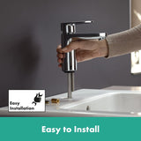 Wastafelarmatuur Vernis mengsel, kraan badkamer met uitloop hoogte 100 mm, badkraan waterbesparend, chroom