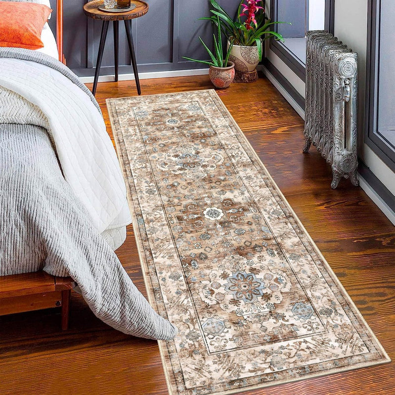 Tapijtloper voor gang, antislip, wasbaar, 60 x 180 cm, keukentapijt, gang, tapijt, hal, loper, lang, vintage tapijt, voor woonkamer, keuken, slaapkamer