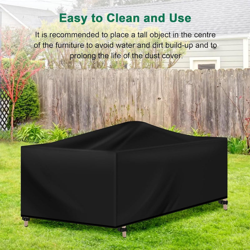 Afdekking voor tuinmeubelen, rechthoekig, 170 x 95 x 74 cm, afdekhoes van 420D Oxford-weefsel, waterdicht, uv-bestendig, beschermhoes voor meubelsets, tuintafel, zitgroep, zwart