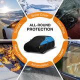 Universele autoafdekking, waterdicht, ademend, volledige garage, autozeil tegen regen, zon, stofbescherming, compatibel met Golf, Astra, Leon, Focus. Afdekzeil voor hatchback (415 tot 450 cm)