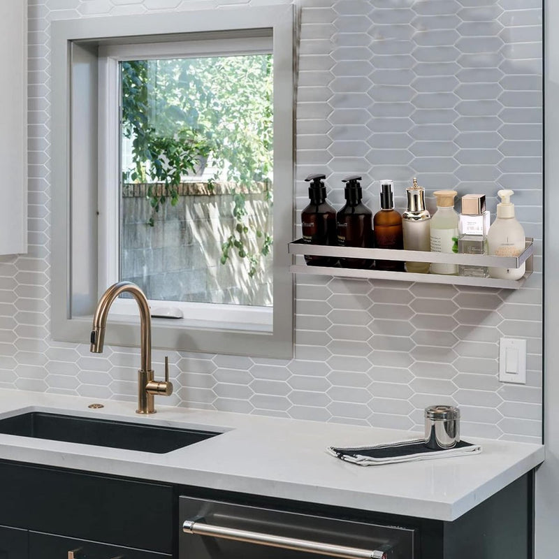 Set van 2 roestvrijstalen wandplanken van 40 cm met schroeven Plank Zilveren wandplanken Wandplanken Decoratieve planken