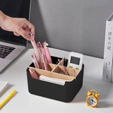 Houten desktoppen, 5 vakken, houten bureau-organizer, bureau-afstandsbedieninghouder met afneembare vakken, houten bureau-opbergdoos, multifunctionele opbergdoos voor kantoor, school en huishouden (B)