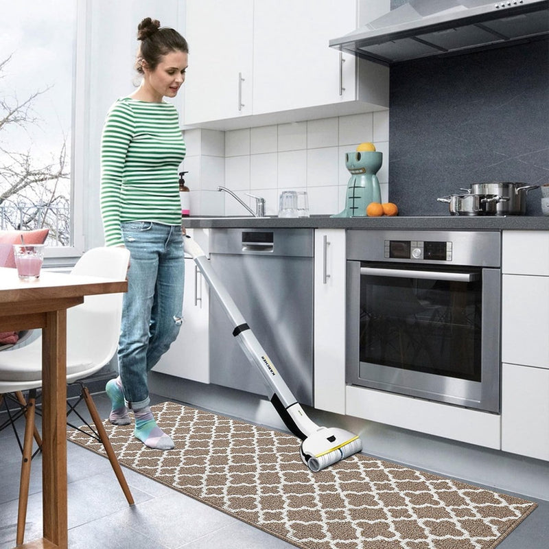 Tapijtloper voor gang, antislip, wasbaar 60 x 180 cm, bruin entreekleed, vuilvangmat, lange gangloper, deurmat voor binnen en buiten, keuken