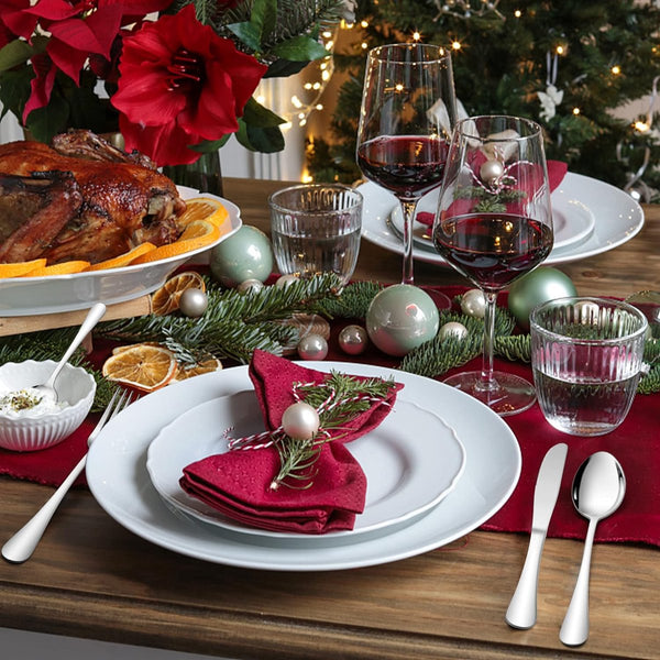 Tafellepels, 12-delige set, roestvrij staal, eetlepels, soeplepelset, 20,8 cm grote lepelset, moderne dinerlepelset voor keuken, thuis, restaurant, ronde handgrepen en gladde randen,