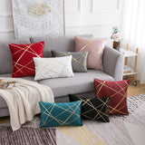 Set van 2 fluwelen kussenslopen, 30 x 50 cm, blauw-groen, geometrie, bronzen, sierkussen, kussenovertrek, bankkussen, decoratieve kussens, voor buiten, sierkussen, overtrek voor slaapkamer, bank, bed