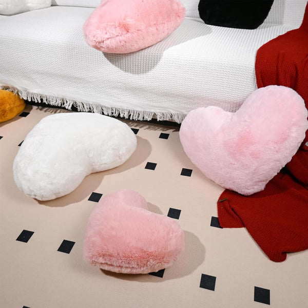 Hartkussen, roze hartvormig kussen, knuffelkussen, liefdes sierkussen, esthetisch, pluche kussen voor woonkamer, bank, kind, slaapkamer, bed, cadeau 26 x 36 cm