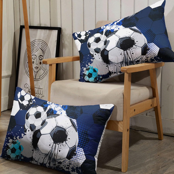 Voetbal beddengoedset voor jongens en meisjes, trendy, coole graffiti-cartoon-voetbalprint, dekbedovertrek met 2 kussenslopen (graffiti-voetbal 2 S)