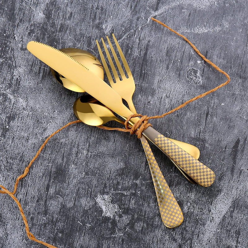 24-delig servies voor 6 personen, roestvrijstalen bestekset, spiegel, keukenbestek met mes, vork, lepel, koffielepel, vaatwasmachinebestendig