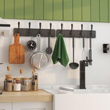 Garderobehaken, kapstok met 4 drievoudige haken in zwart, 42 cm, wandgarderobe voor mantels, jassen, hoeden, tassen, voor hal, garderobe, badkamer, zwart