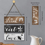 Houten keukenbord, rustiek keukenmuurkunstbord, eet liefdedrankbord met haken, primitieve keukenmuurdecoratie voor keuken, eetkamer, bar, café