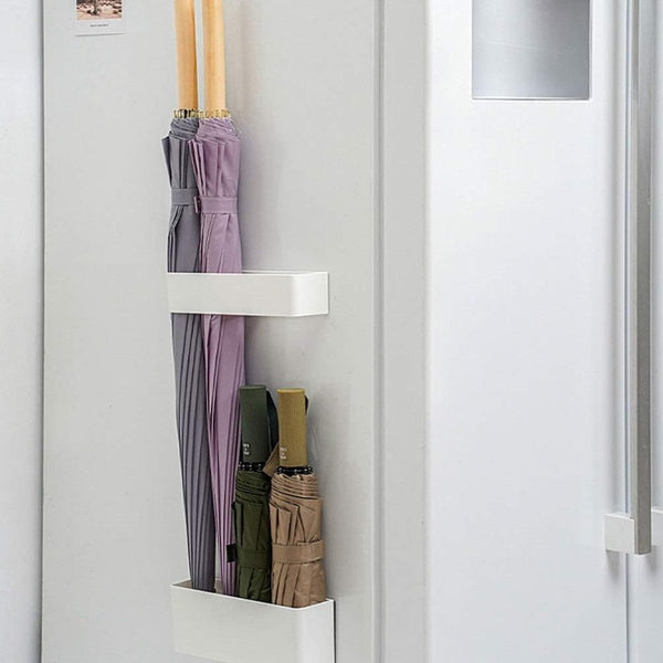 Wandparaplustandaard parapluhouder met wateropvangbak wandmontage verstelbare ruimtebesparende organizer voor lange korte paraplu's thuis hal kantoor wit