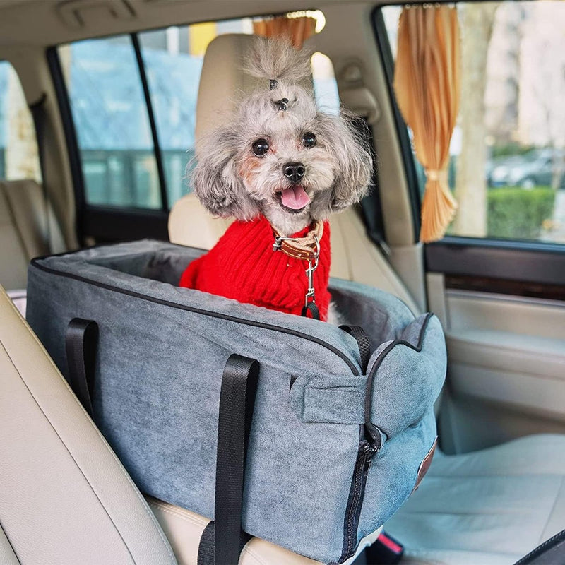 Hondenautostoel voor kleine honden, autostoeltje voor huisdieren, afneembaar en wasbaar, autostoeltje voor kleine huisdieren tot 13,5 lbs, middenconsole, honden en katten