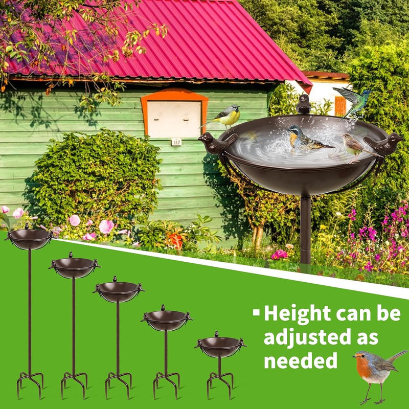 Vogelbad, vogelbad, waterbad, waterbak, waterschaal, stekker, bruin ijzer, vrijstaande vogelbadjeskom met 3 vogelstandbeelden, Birdbath & Birdfeeder Garden Yard Lawn Decor (bruin)