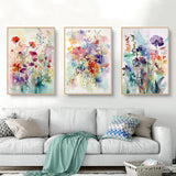Woonkamerfoto's, set van 3, kleurrijke bloemenposters, slaapkamermuurfoto's, stijlvolle esthetische decoratieve canvasfoto's, zonder lijst, wanddecoratieposter (50 x 70 cm)