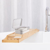 Zeepkist met deksel, zeepkist op reis Waterdichte zeepbakje met afvoer, draagbare rechthoekige zeepkist voor zeepkist op reis (wit)