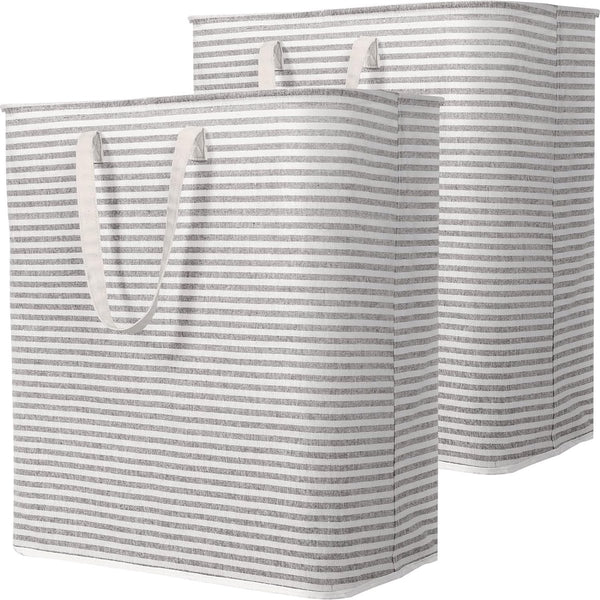 100 l wasmand rechtop, opvouwbare waterdichte grote wasmand met gemakkelijk te dragen verlengde handgrepen voor kleding, handdoeken, speelgoed, grijs, 2 verpakkingen