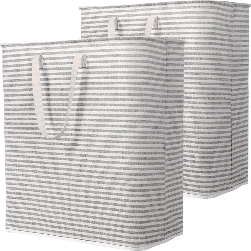100 l wasmand rechtop, opvouwbare waterdichte grote wasmand met gemakkelijk te dragen verlengde handgrepen voor kleding, handdoeken, speelgoed, grijs, 2 verpakkingen