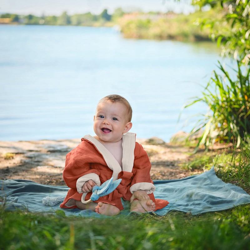 kinderbadjas met capuchon | zacht mousseline katoen | Kinderbadjas voor meisjes en jongens | OEKO TEX Standaard 100 | Maten van 1 tot 6 jaar | 4 kleuren