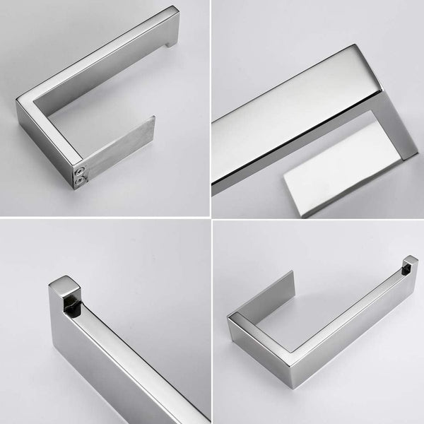 Toiletrolhouder zonder deksel SUS 304 roestvrij staal Stijlvolle badkamer toiletrolhouder Wandmontage Zelfklevend Geen boren nodig Spiegel gepolijst