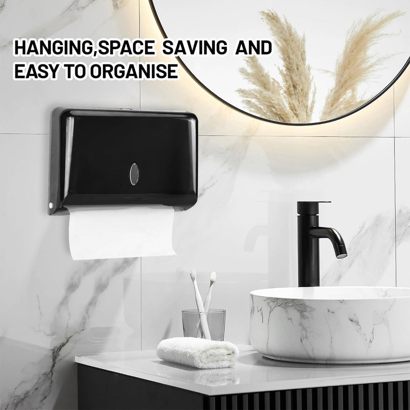 Papieren handdoekdispenser zonder boren, badkamerpapierdispenser, handdoekdispenser, wandgemonteerde handdoekdispenser voor C-, Z- of vouwpapierhanddoeken