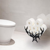 Toiletrolhouder Zwart gewei Metalen toiletrolhouder Verticale papierhouder Toiletrolhouder Handdoekhouder Ambachtelijke decoratie voor badkamer Woonkamer Keuken Hotel